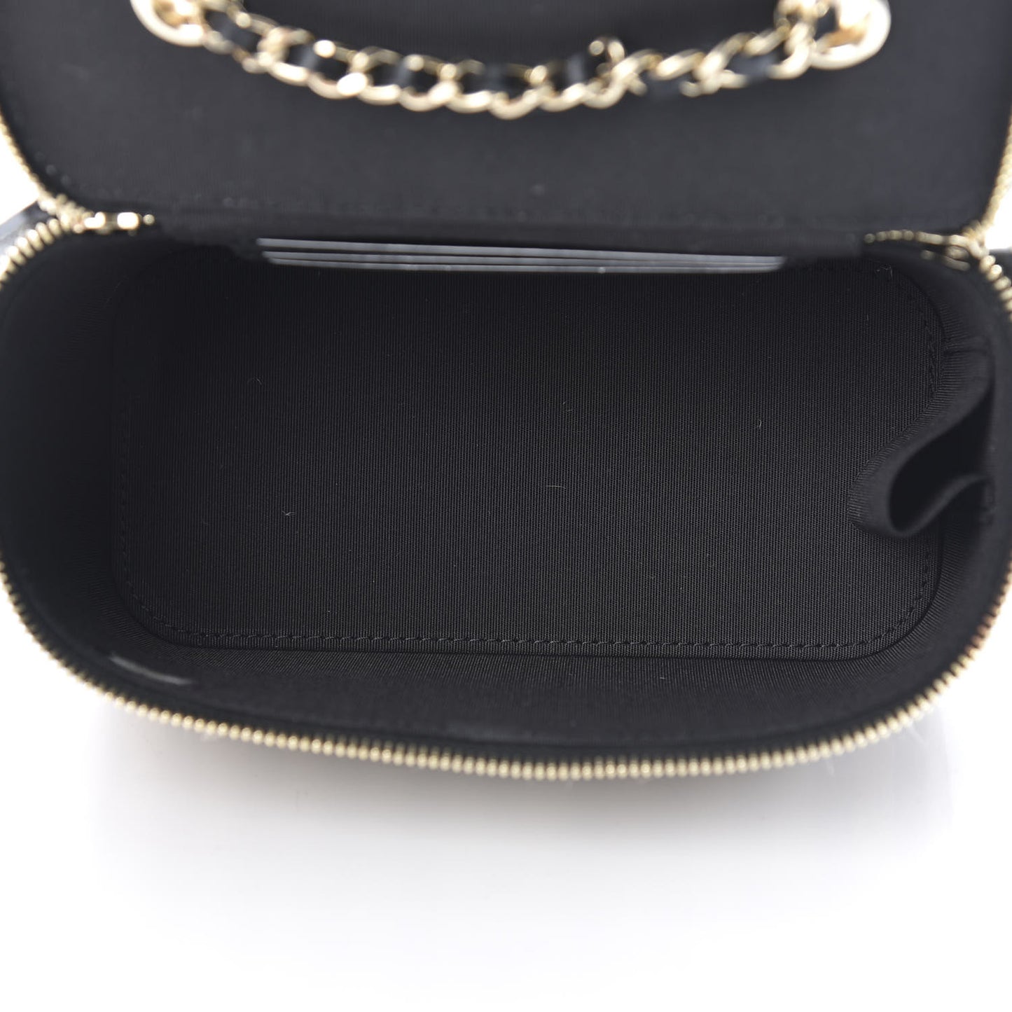 Raffia Jute Striped Small Vanity Case With Chain Black Beige