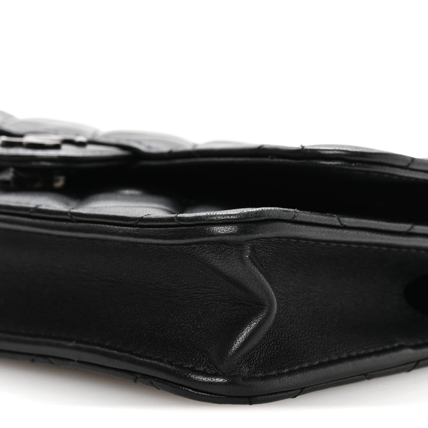 Lambskin Quilted Flap Phone Holder With Chain So Black
