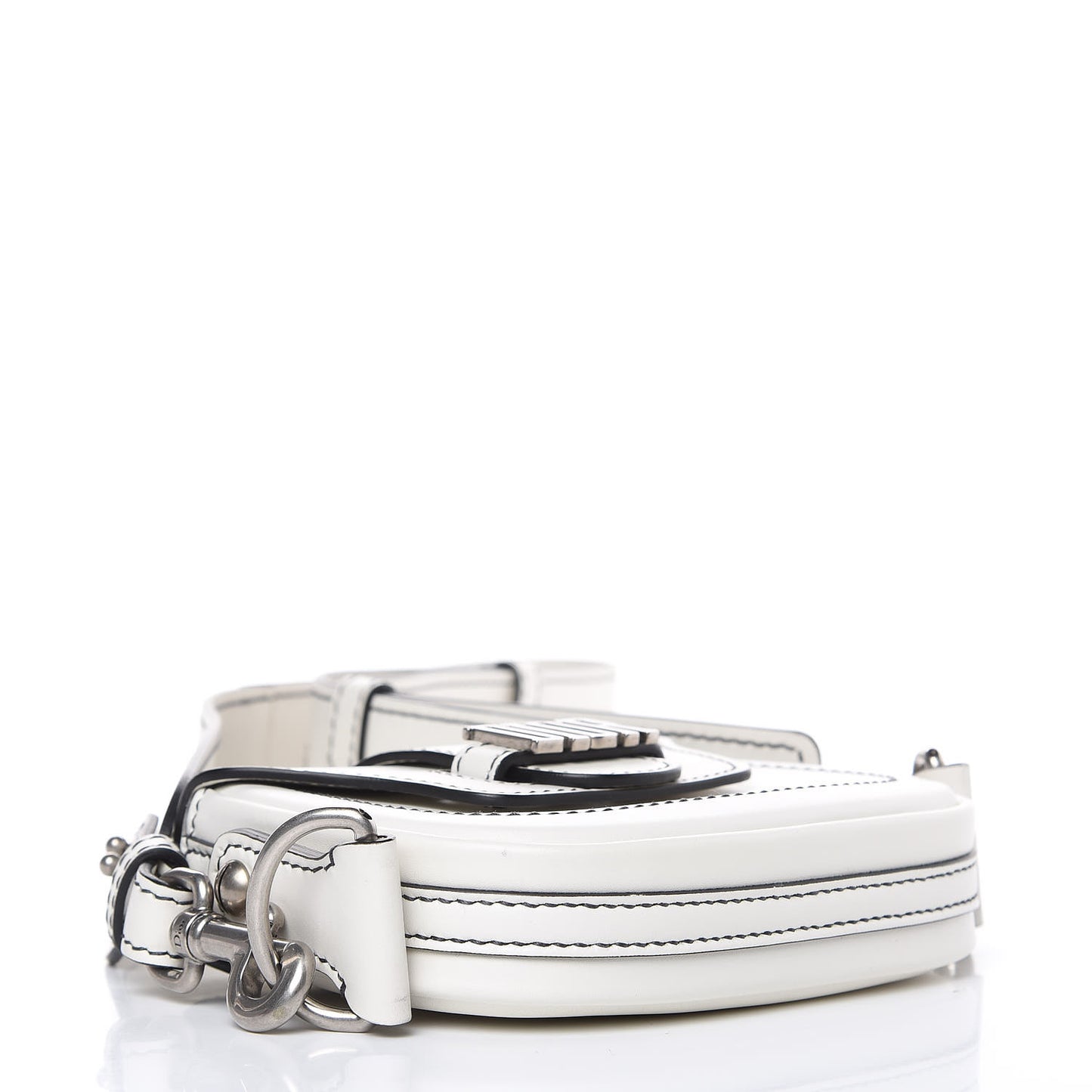 Calfskin Mini D Fence Saddle Bag White