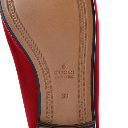 Gucci Velvet Horsebit Womens Jordaan Loafers 39 Hibiscus Red 6 of 8
