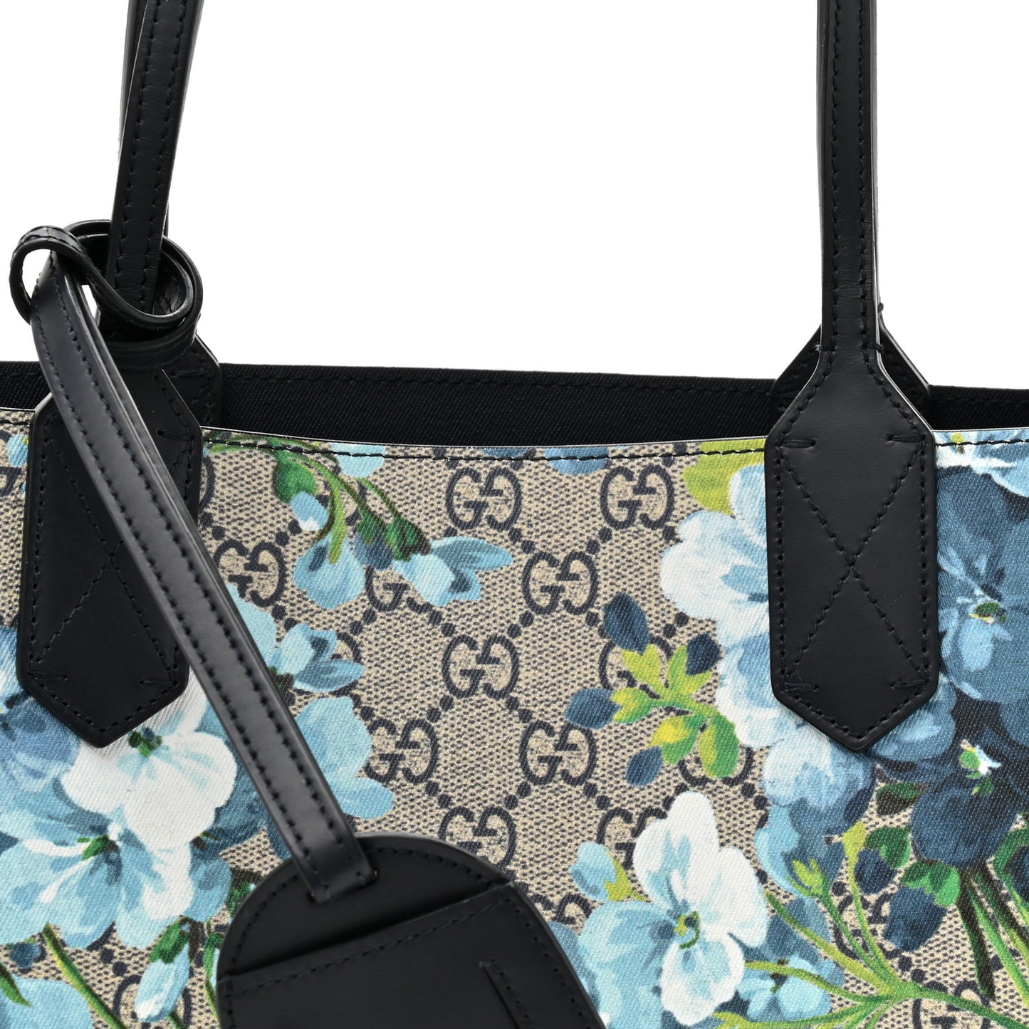 GG Supreme Monogram Blooms Small Reversible Tote Beige Blue Navy