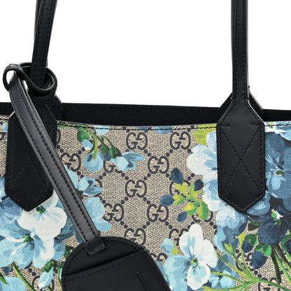 Gucci GG Supreme Monogram Blooms Small Reversible Tote Beige Blue Navy 10 of 18
