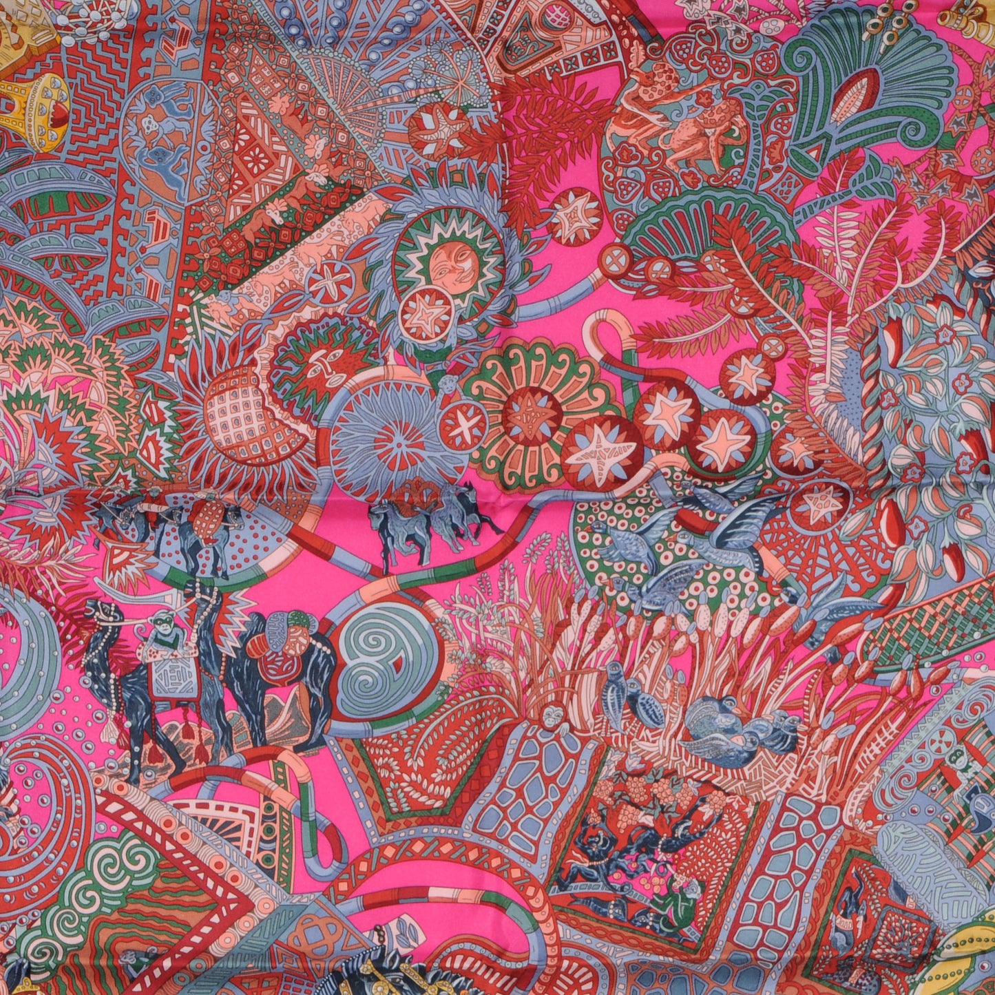 Silk Au Fil Du Carre Scarf 90 Rose VIF Rouge
