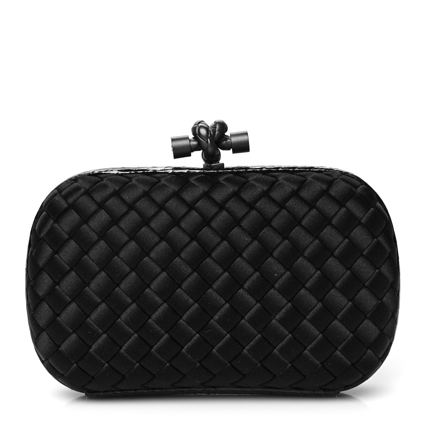 Satin Ayers Intrecciato Chain Knot Clutch Black