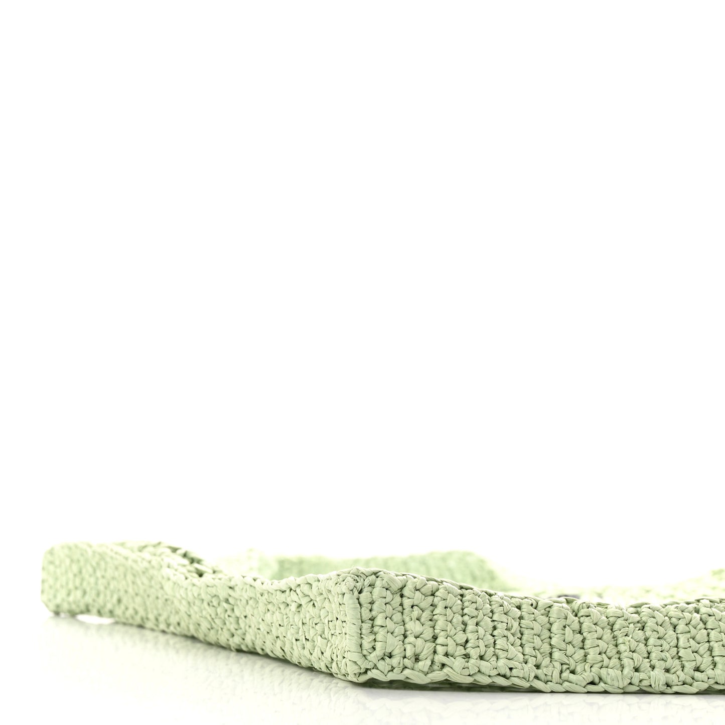 Yarn Raffia Effect Crochet Logo Embroidered Tote Bag Acqua