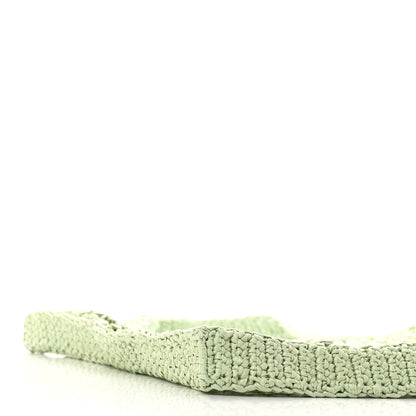 Prada Yarn Raffia Effect Crochet Logo Embroidered Tote Bag Acqua 8 of 10