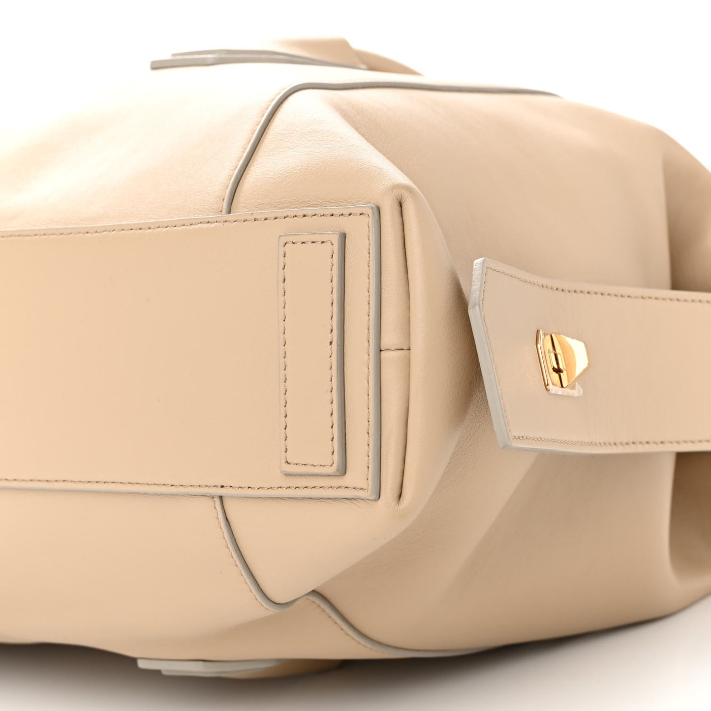 Smooth Calfskin Medium Antigona Soft Lock Duffle Bag Beige