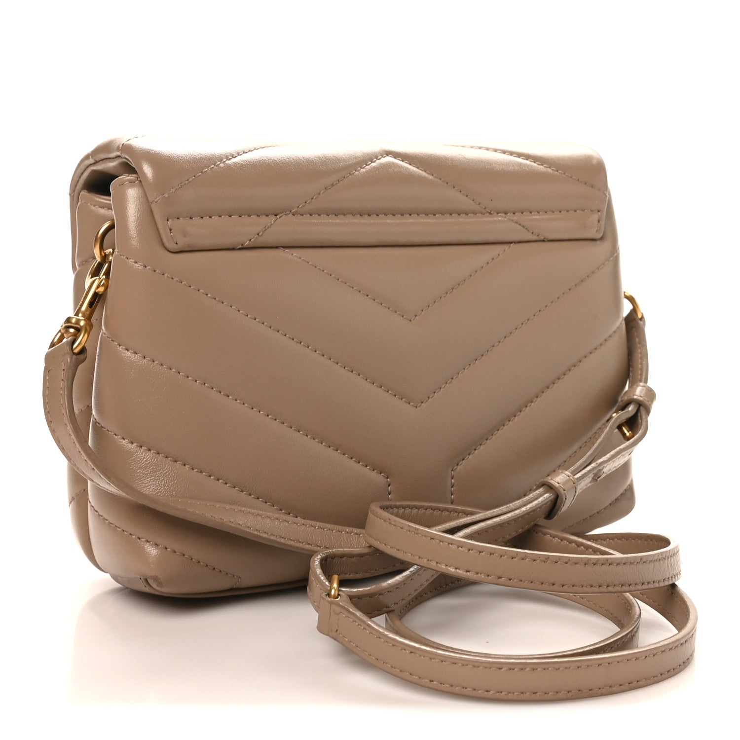 Saint Laurent Calfskin Y Quilted Monogram Toy Loulou Crossbody Bag Dusty Grey 2 of 10