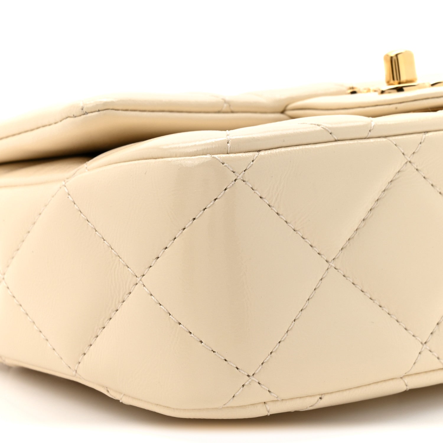 Chanel Shiny Lambskin Quilted Golden Links Top Handle Flap White 10 of 11