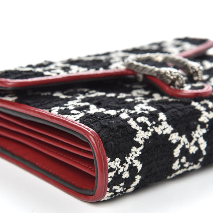 Gucci Tweed GG Monogram Mini Dionysus Chain Wallet Black White Romantic Cherry 8 of 10