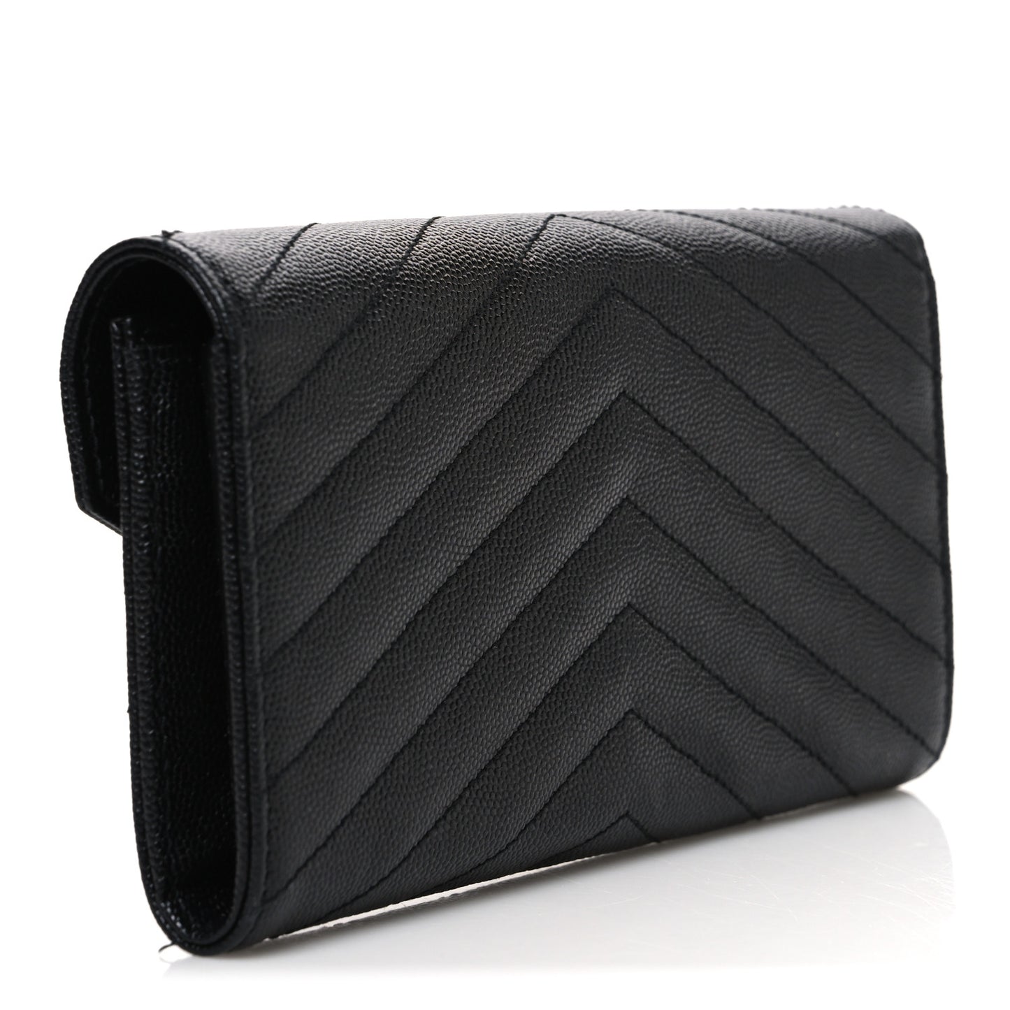 Grain De Poudre Matelasse Chevron Monogram Monochrome Flap Wallet Black