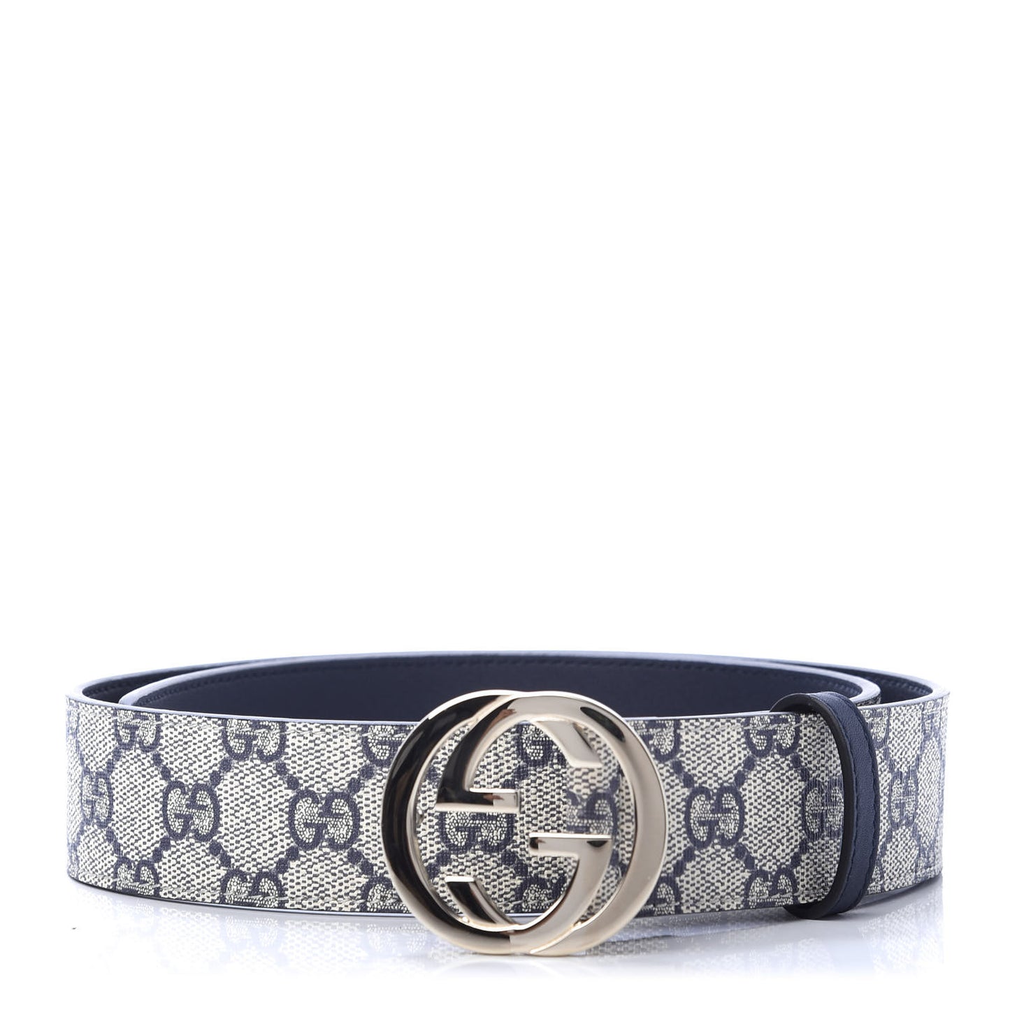 GG Supreme Monogram Interlocking G 37mm Belt 75 30 Beige Blue