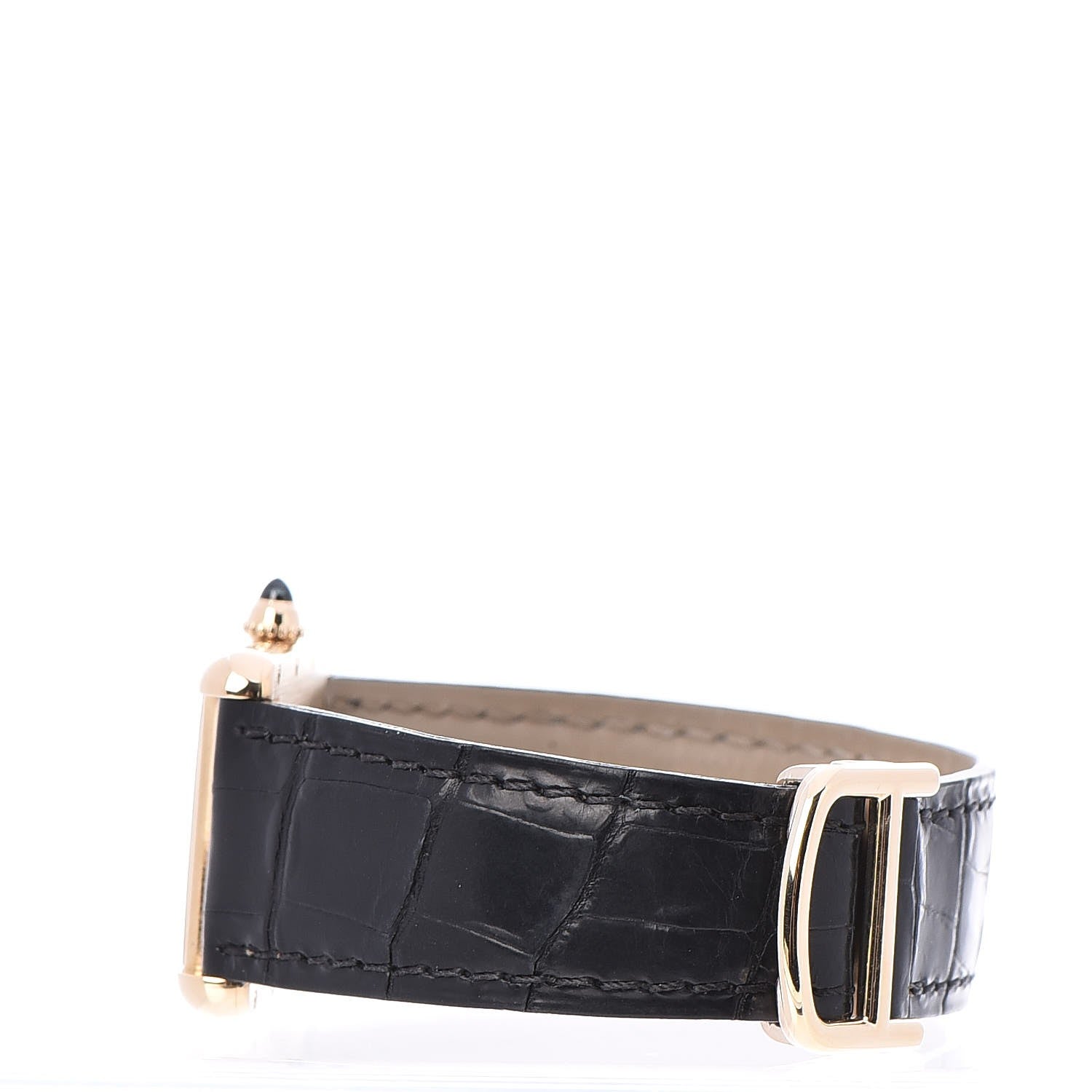Cartier 18K Yellow Gold Alligator 26mm Tank Louis Quartz Watch 4 of 14