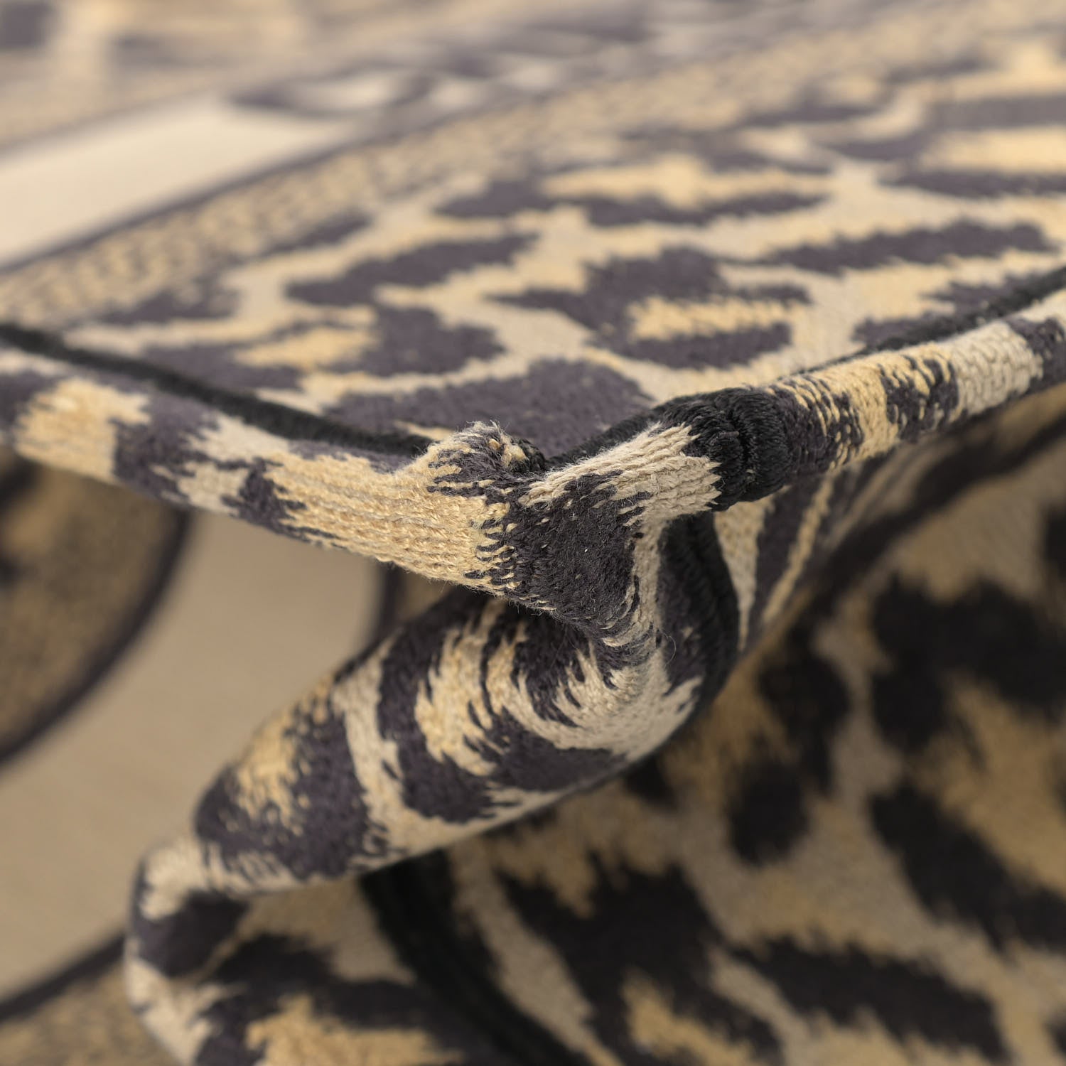 Christian Dior Canvas Mizza Embroidered Medium Leopard Book Tote Beige 7 of 11