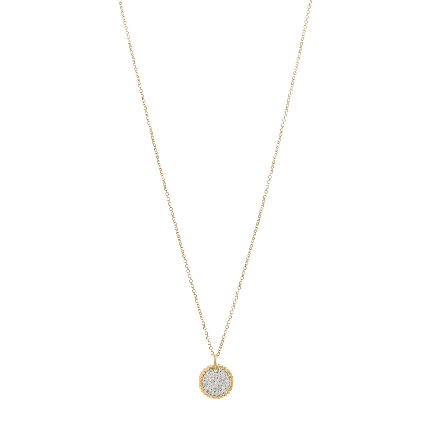 David Yurman 18K Yellow Gold Diamond Cable Collectibles Pave Charm Pendant Necklace 1 of 5