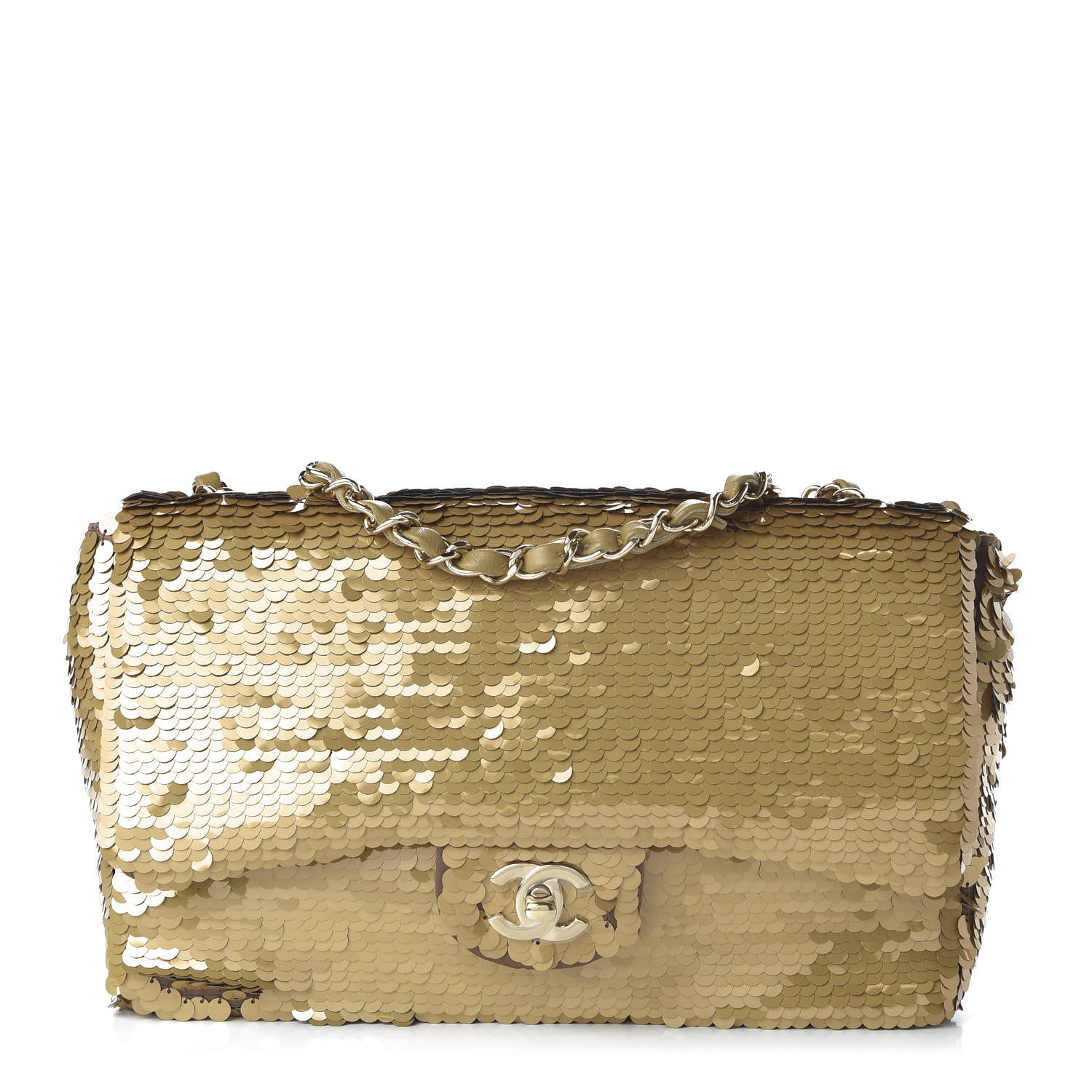 Chanel Sequin Quilted Medium Single Flap Gold 1 of 11