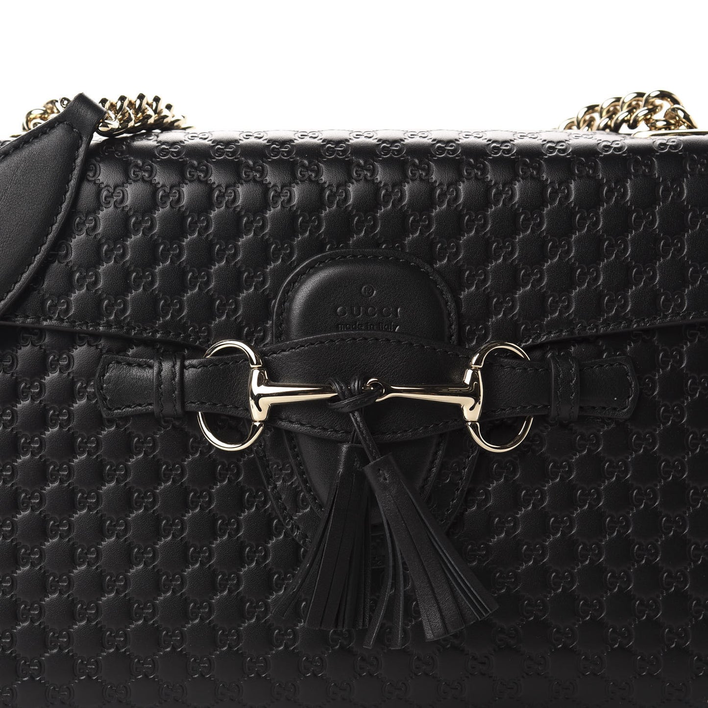 Microguccissima Medium Emily Chain Shoulder Bag Black