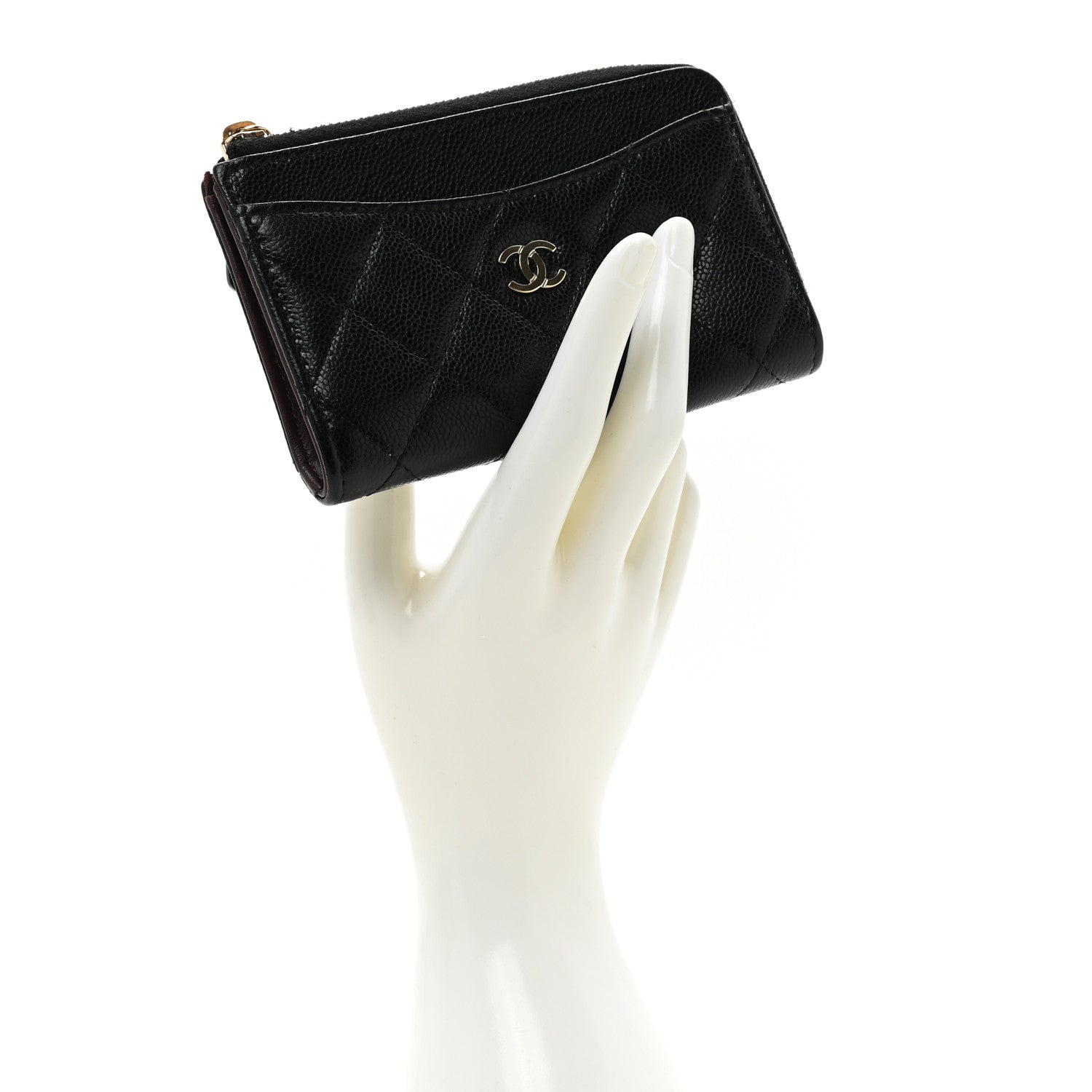 Chanel Caviar Quilted CC Zip Around Card Holder Black 2 of 11