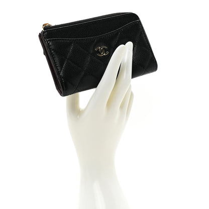 Chanel Caviar Quilted CC Zip Around Card Holder Black 2 of 11