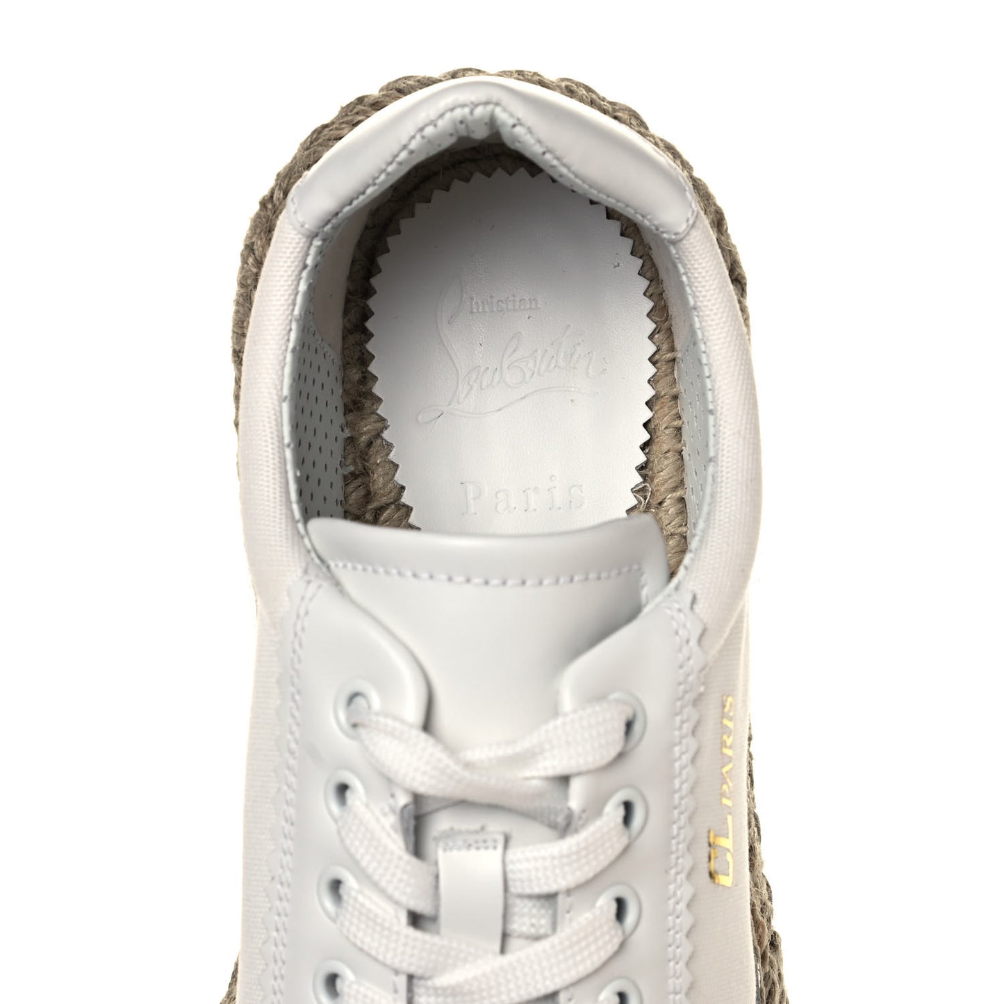 Toile Calfskin Espasneak Flat Sneaker 40 Ivory