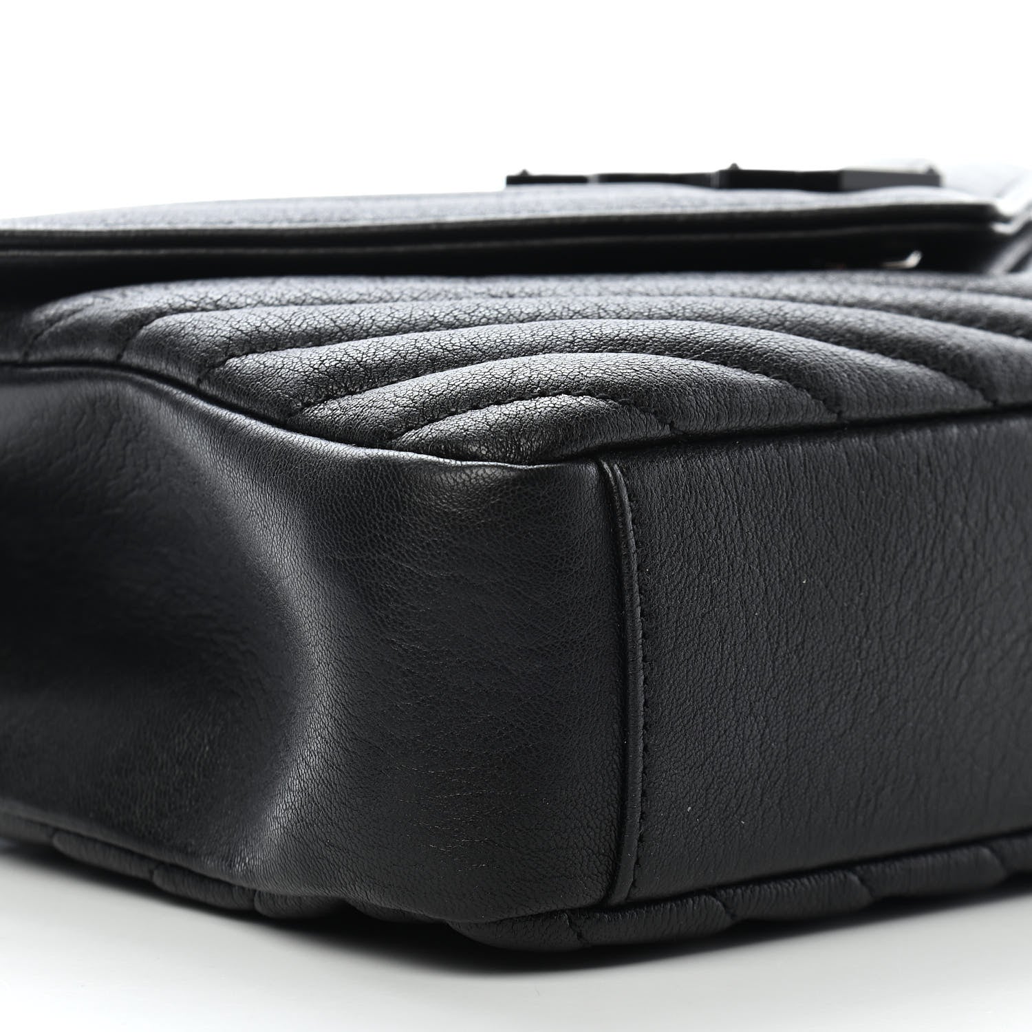 Saint Laurent Sheepskin Matelasse Chevron Monogram Monochrome Medium College Bag Black 8 of 10