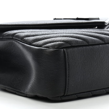 Saint Laurent Sheepskin Matelasse Chevron Monogram Monochrome Medium College Bag Black 8 of 10