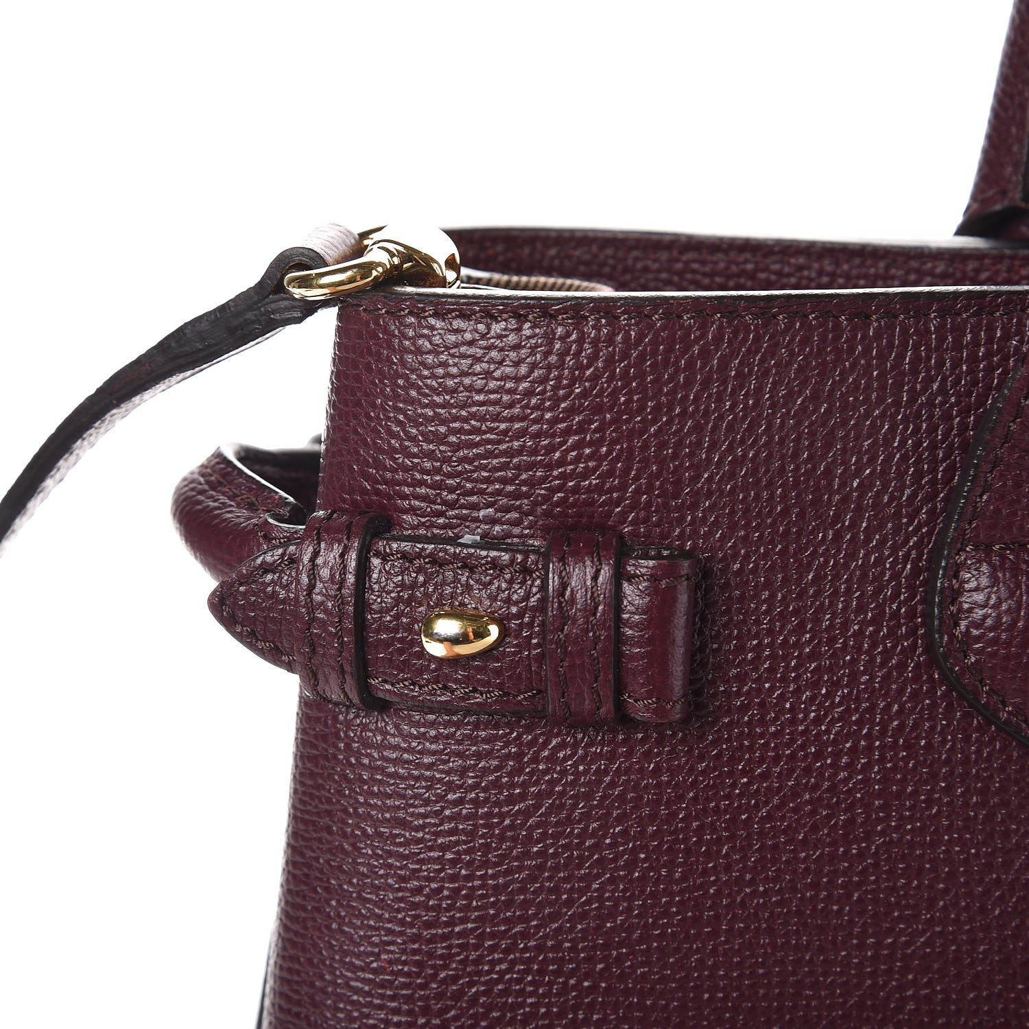 Burberry Grainy Calfskin House Check Medium Banner Tote Mahogany Red 8 of 17