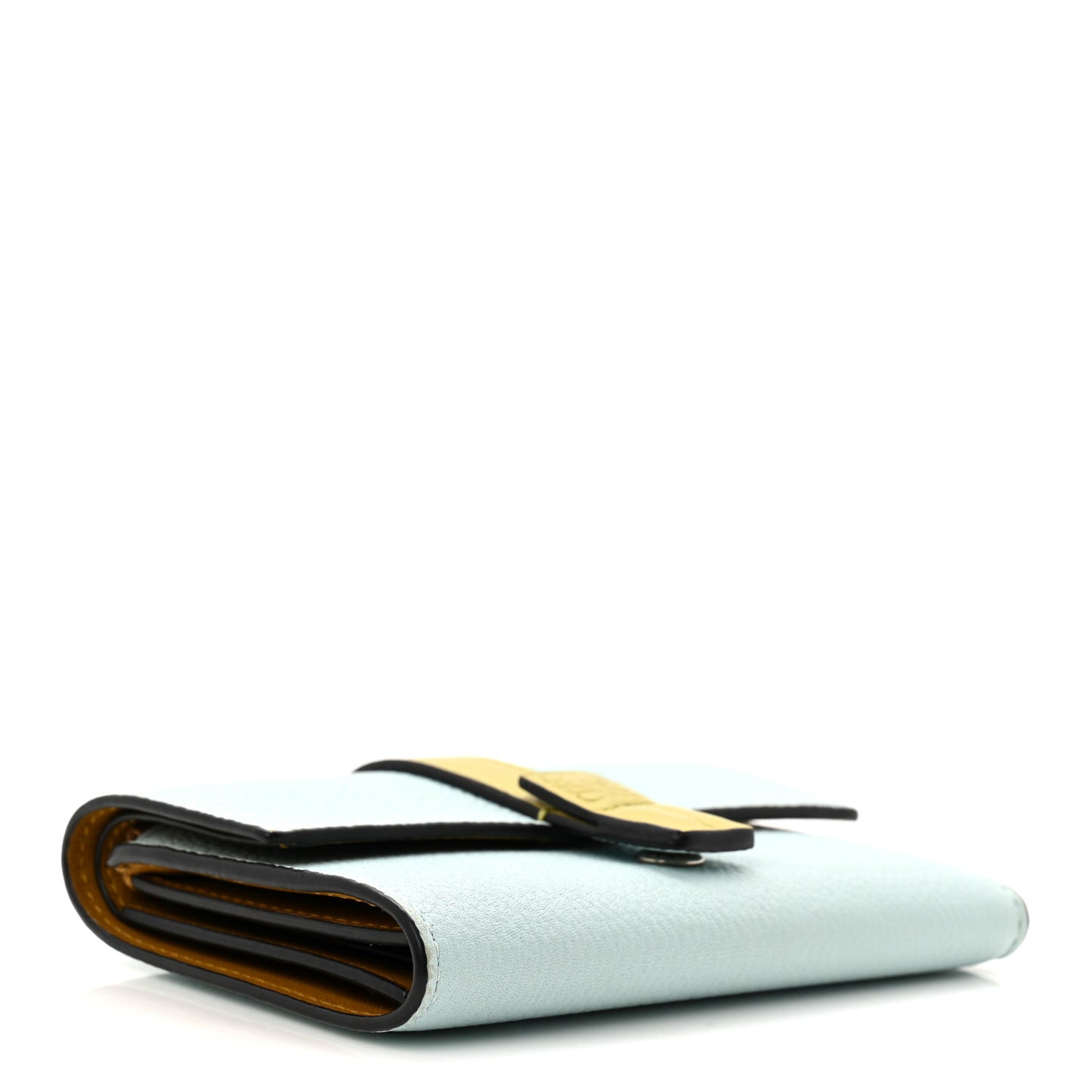 Grained Calfskin Small Vertical Wallet Iceberg Citronelle