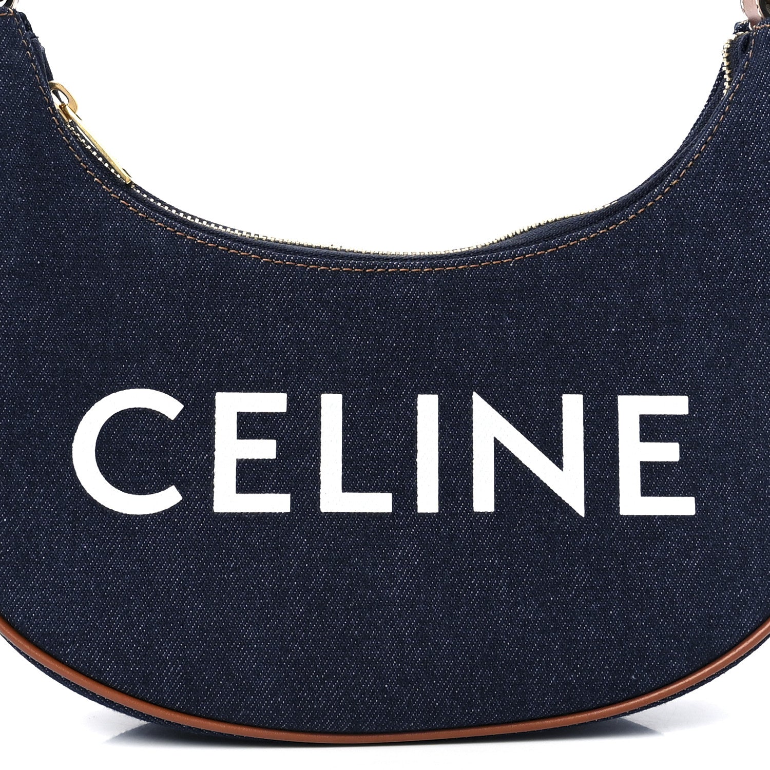 Celine Denim Ava Shoulder Bag Navy Tan 9 of 12