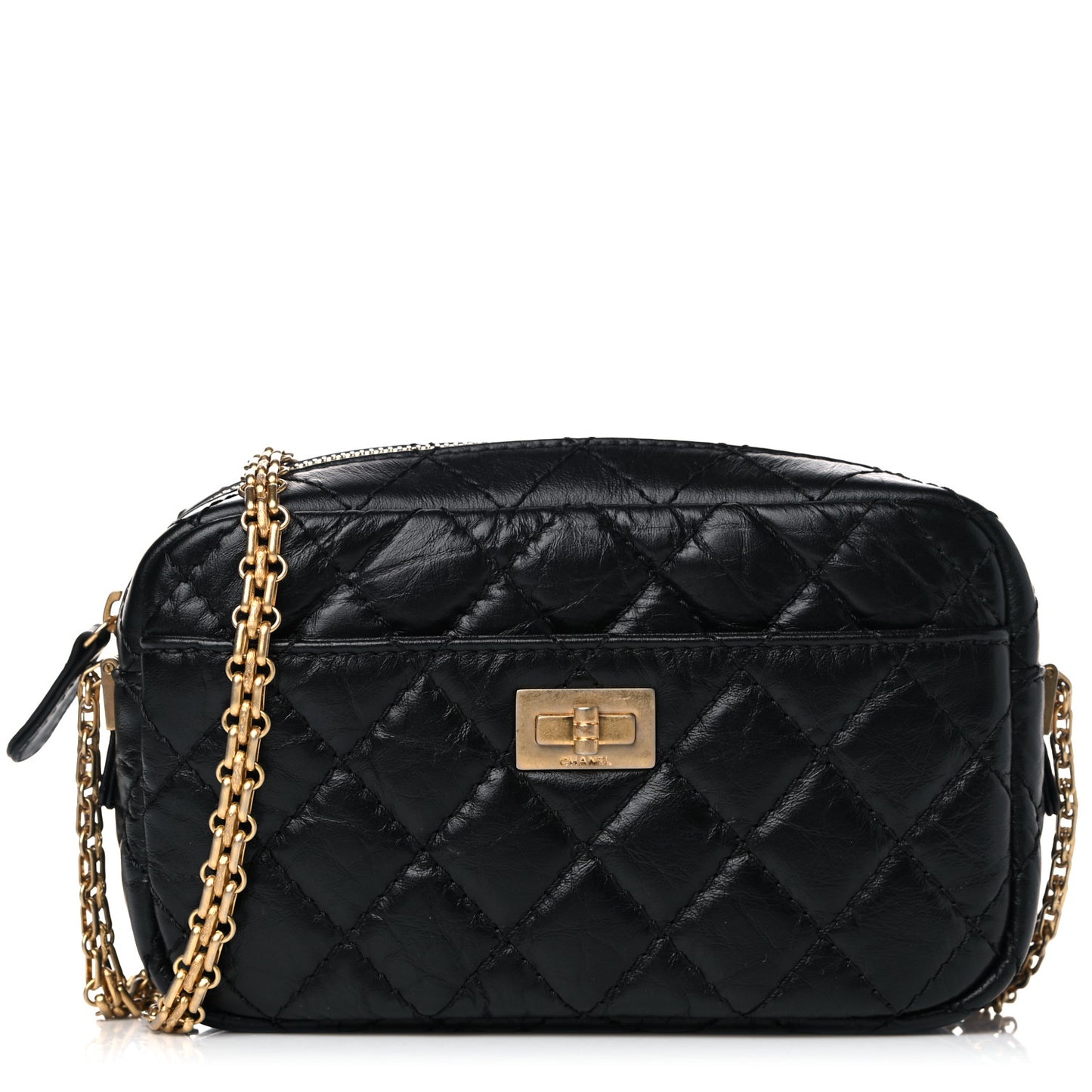 Aged Calfskin Quilted Mini Reissue Camera Case Black