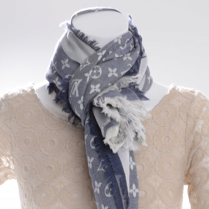 Louis Vuitton Wool Silk Monogram Denim Shawl 2 of 10