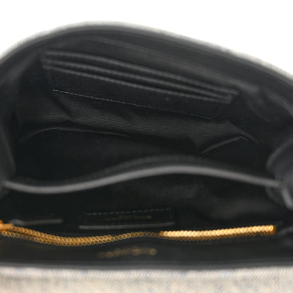 Saint Laurent Denim Y Quilted Monogram Toy Loulou Crossbody Bag Grey 5 of 11