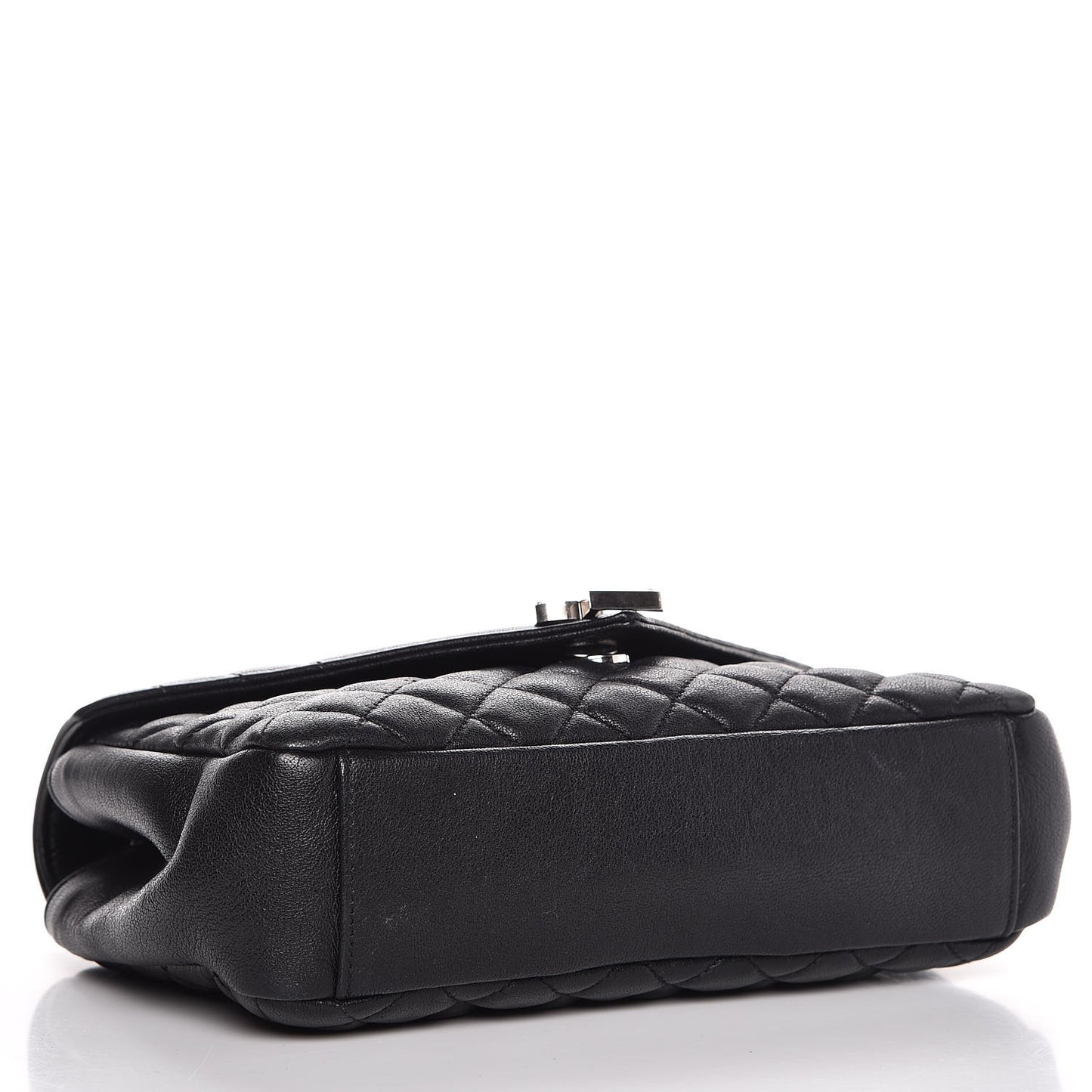Sheepskin Tri-Quilt Monogram Medium College Bag Black