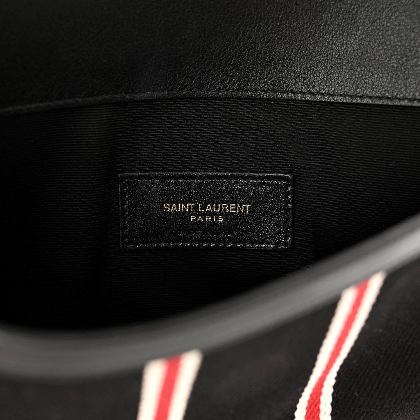 Canvas Striped Uptown Pouch Beige Black Red White