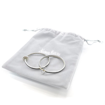 David Yurman Sterling Silver Black Diamond Graphite Ice Hoop Earrings 3 of 3