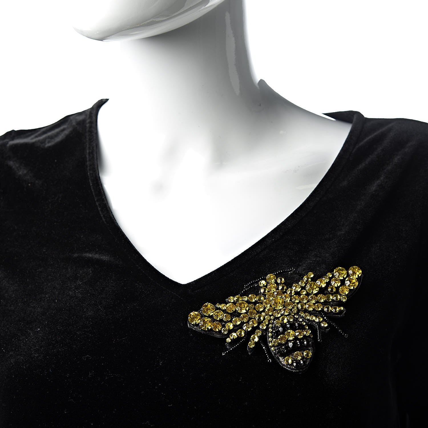 Gucci Metal Crystal Bee Brooch Black Yellow 2 of 5