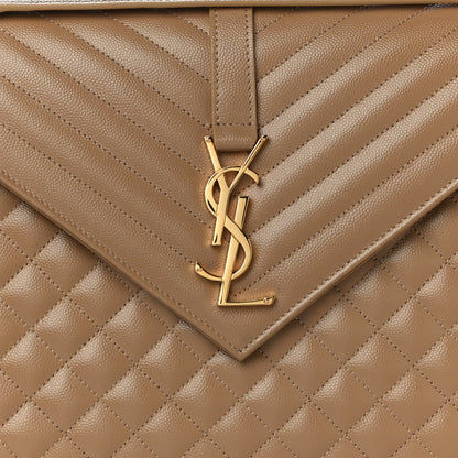 Saint Laurent Grain De Poudre Textured Mixed Matelasse Triquilt Large Monogram Satchel Cork 8 of 10