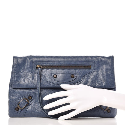 Balenciaga Agneau Classic Hardware Envelope Clutch Bleu Persan 2 of 7