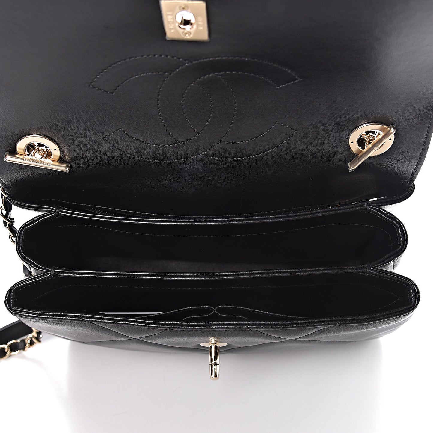 Lambskin Quilted Small Trendy CC Dual Handle Flap Bag Black