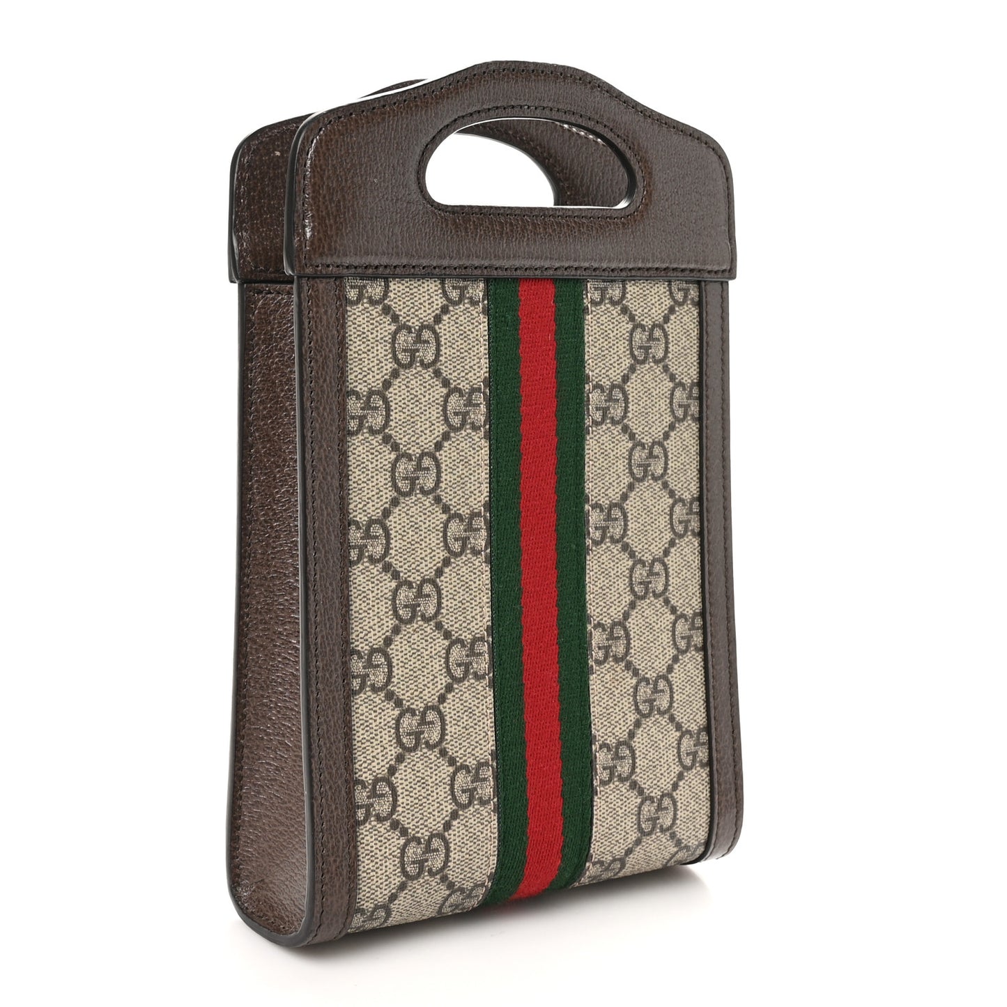 GG Supreme Monogram Textured Dollar Calfskin Web Mini Ophidia Top Slip Handle Crossbody Bag Beige Ebony New Acero