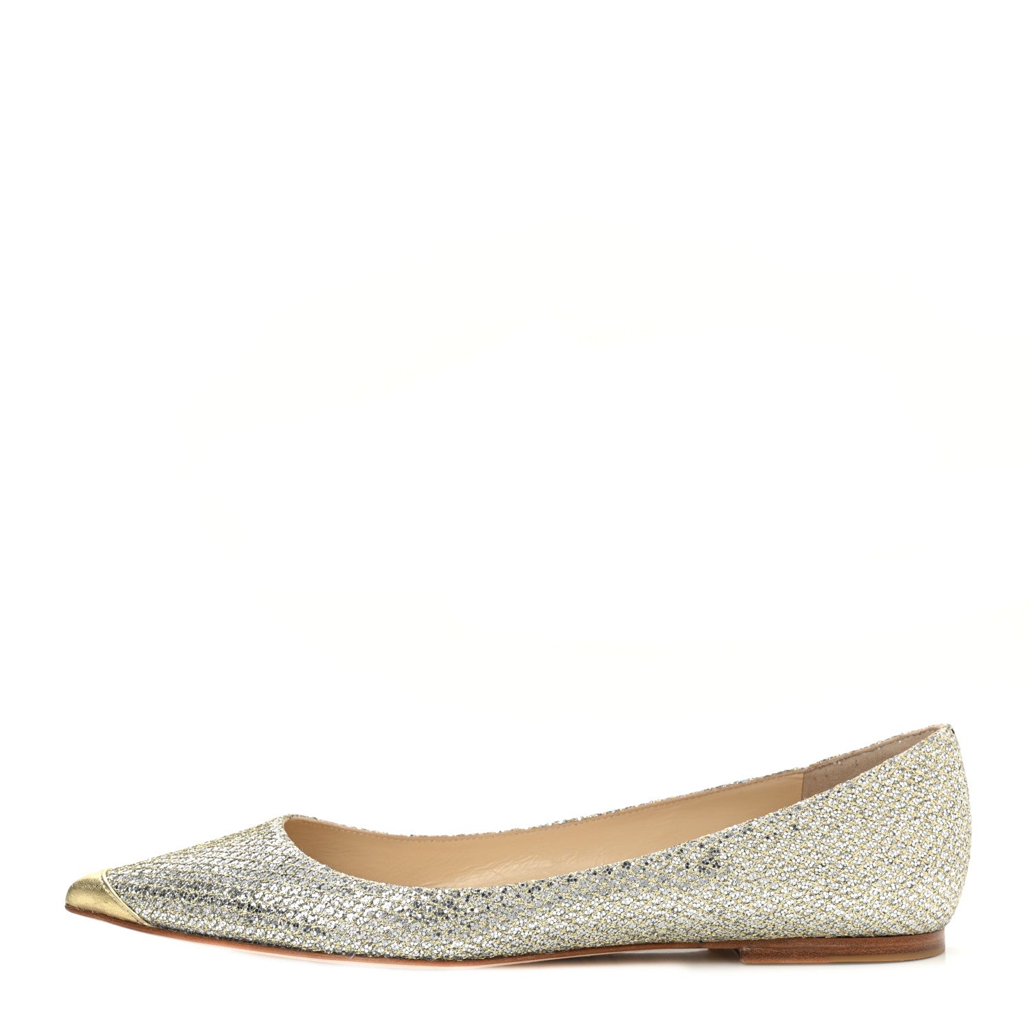 Jimmy Choo Glitter Alina Flats 39.5 Antique Gold 1 of 7