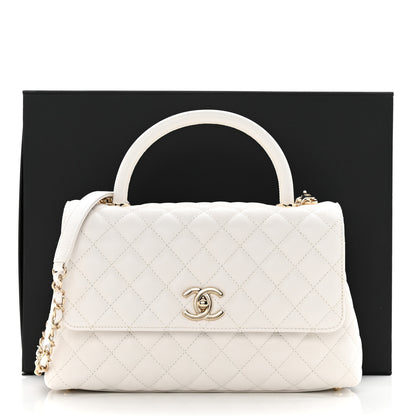Chanel Caviar Quilted Small Coco Handle Flap White 11 of 11