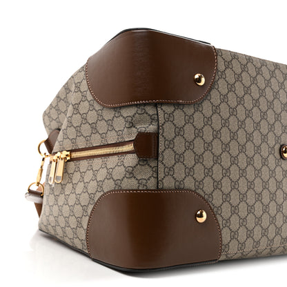Gucci GG Supreme Monogram Azalea Calfskin Retro Interlocking G Large Duffle Bag Beige Ebony Brown Sugar 8 of 12