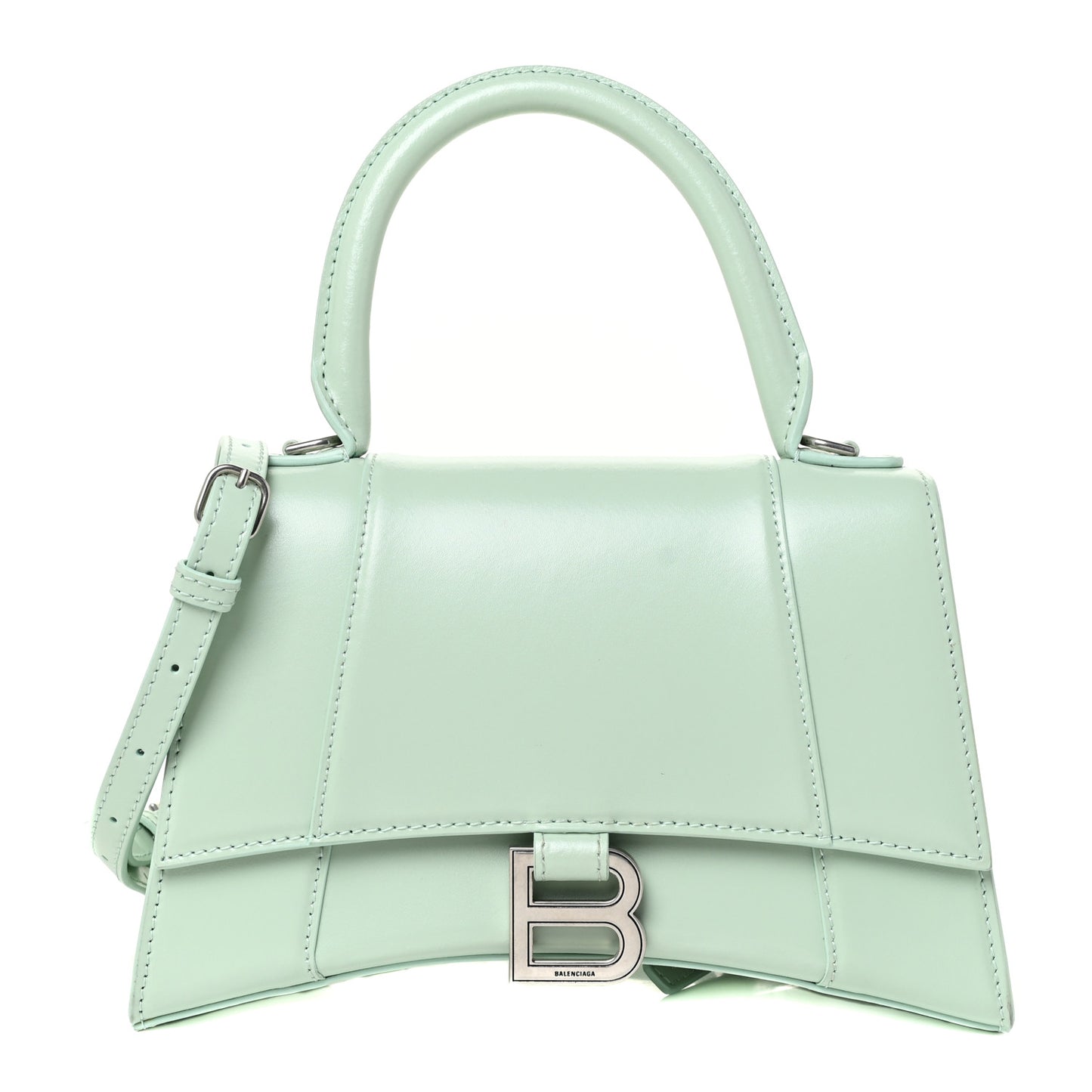 Shiny Box Calfskin Small Hourglass Top Handle Bag Light Green