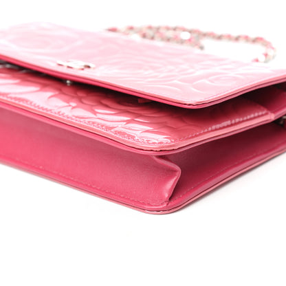 Chanel Patent Camellia Embossed Wallet on Chain WOC Rose 10 of 11
