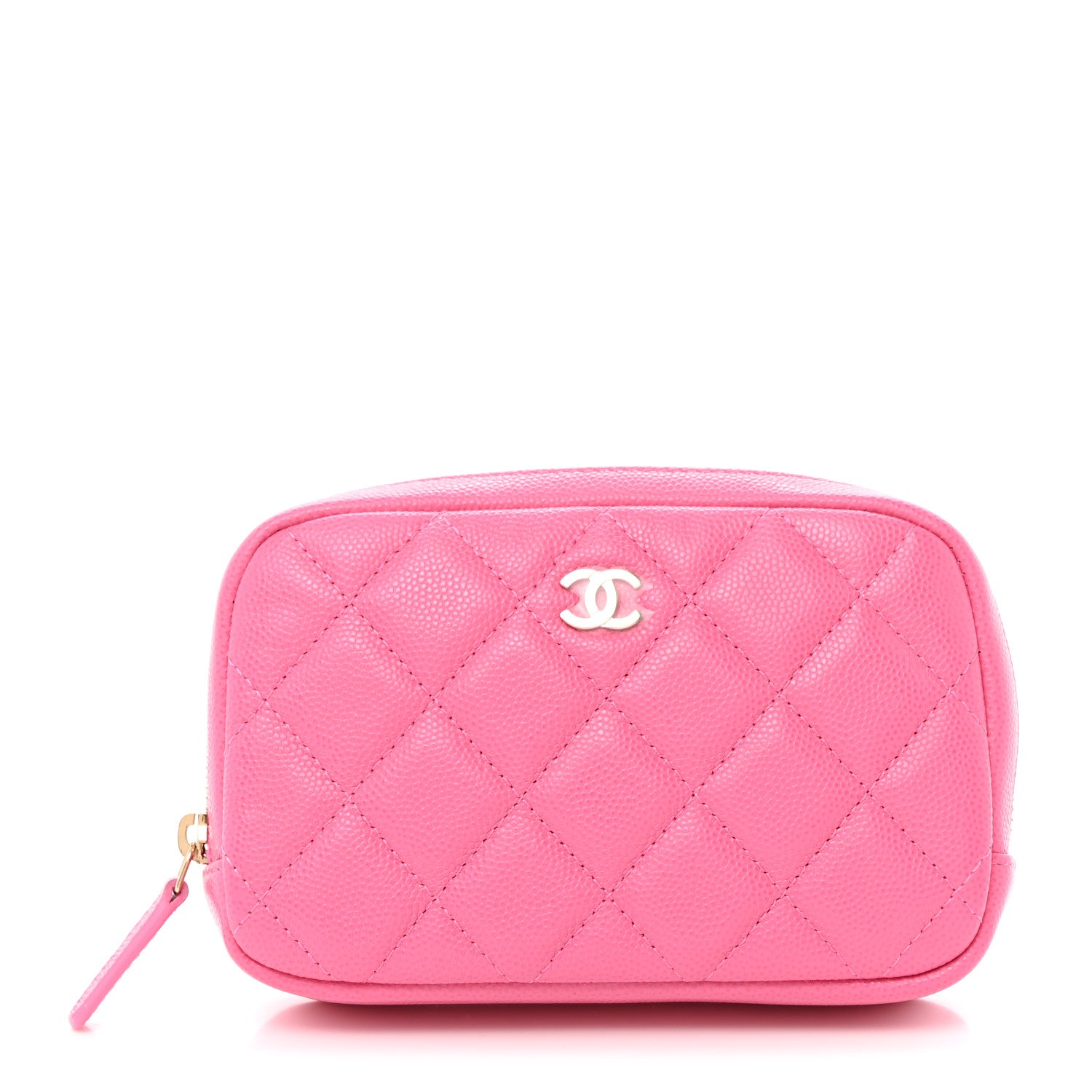 Chanel Caviar Quilted Small Curvy Pouch Cosmetic Case Pink 1 of 7