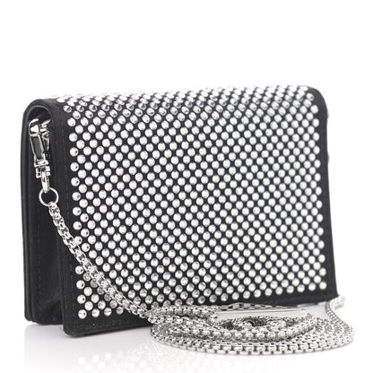 Prada Satin Crystal Metal Triangle Logo Card Holder With Strap Cristal 3 of 10