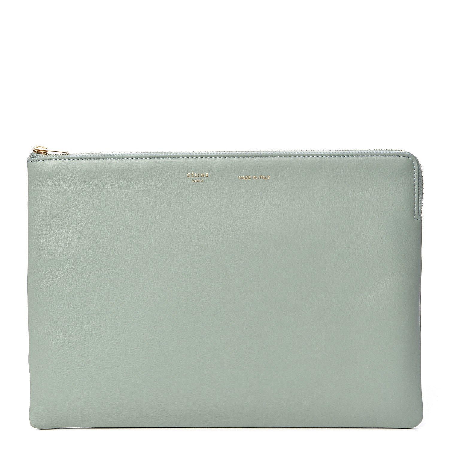 Celine Cloudy Lambskin Solo Zip Pouch Lime 1 of 10