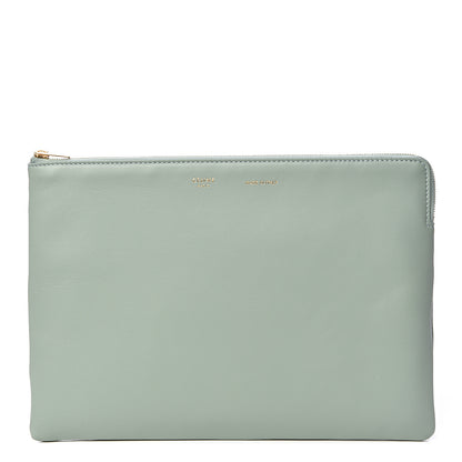 Celine Cloudy Lambskin Solo Zip Pouch Lime 1 of 10