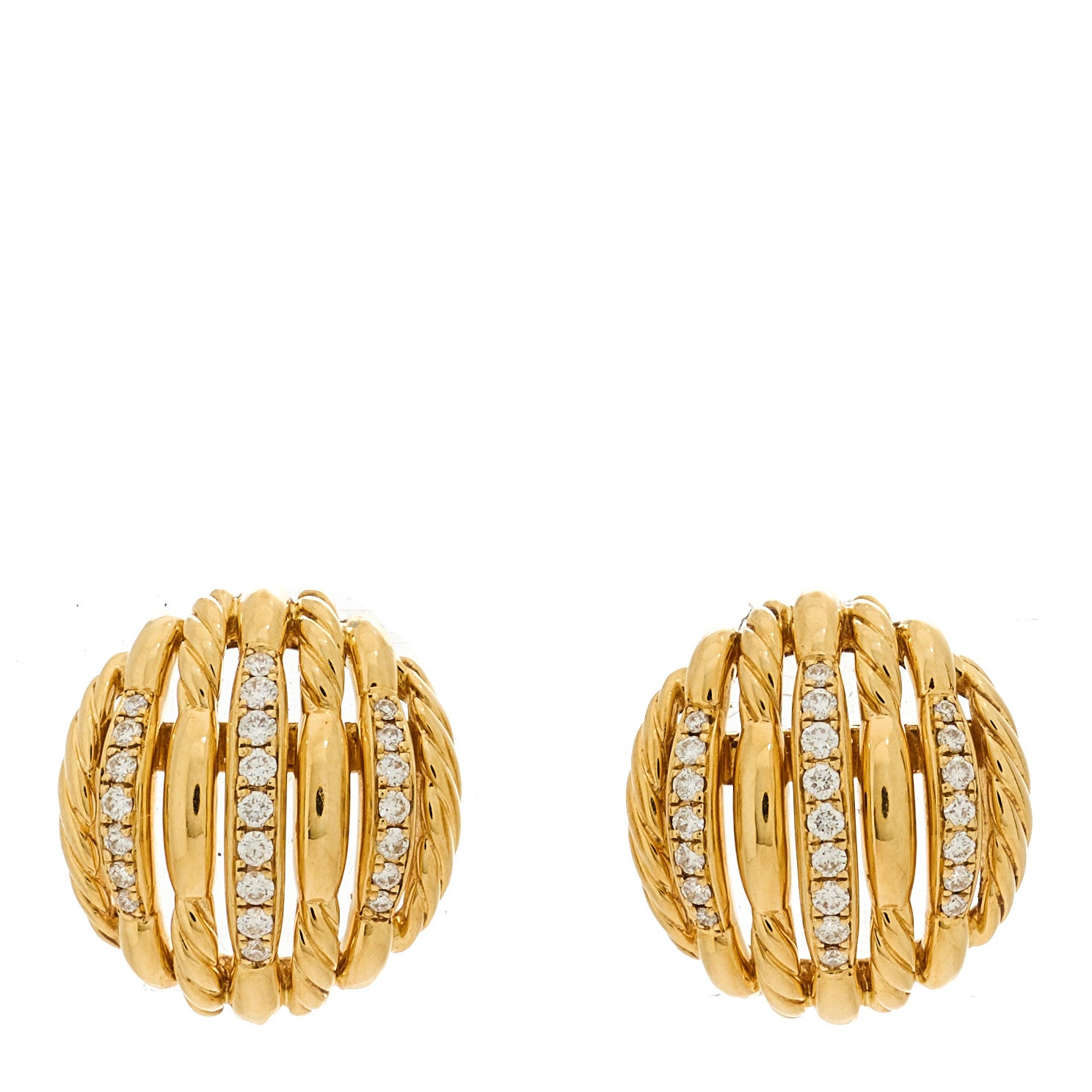 David Yurman 18K Yellow Gold Diamond Tides Earrings 1 of 5